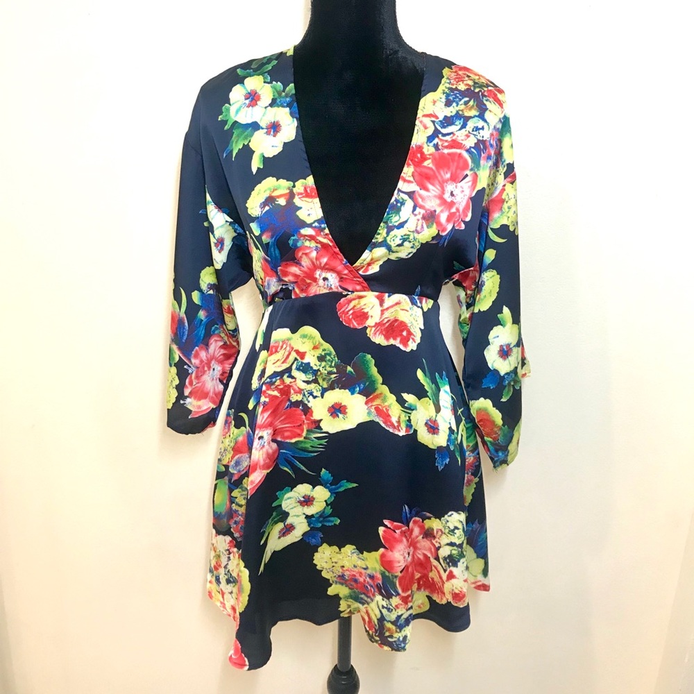 FLORAL SATIN DRESS - Picture 6 of 7